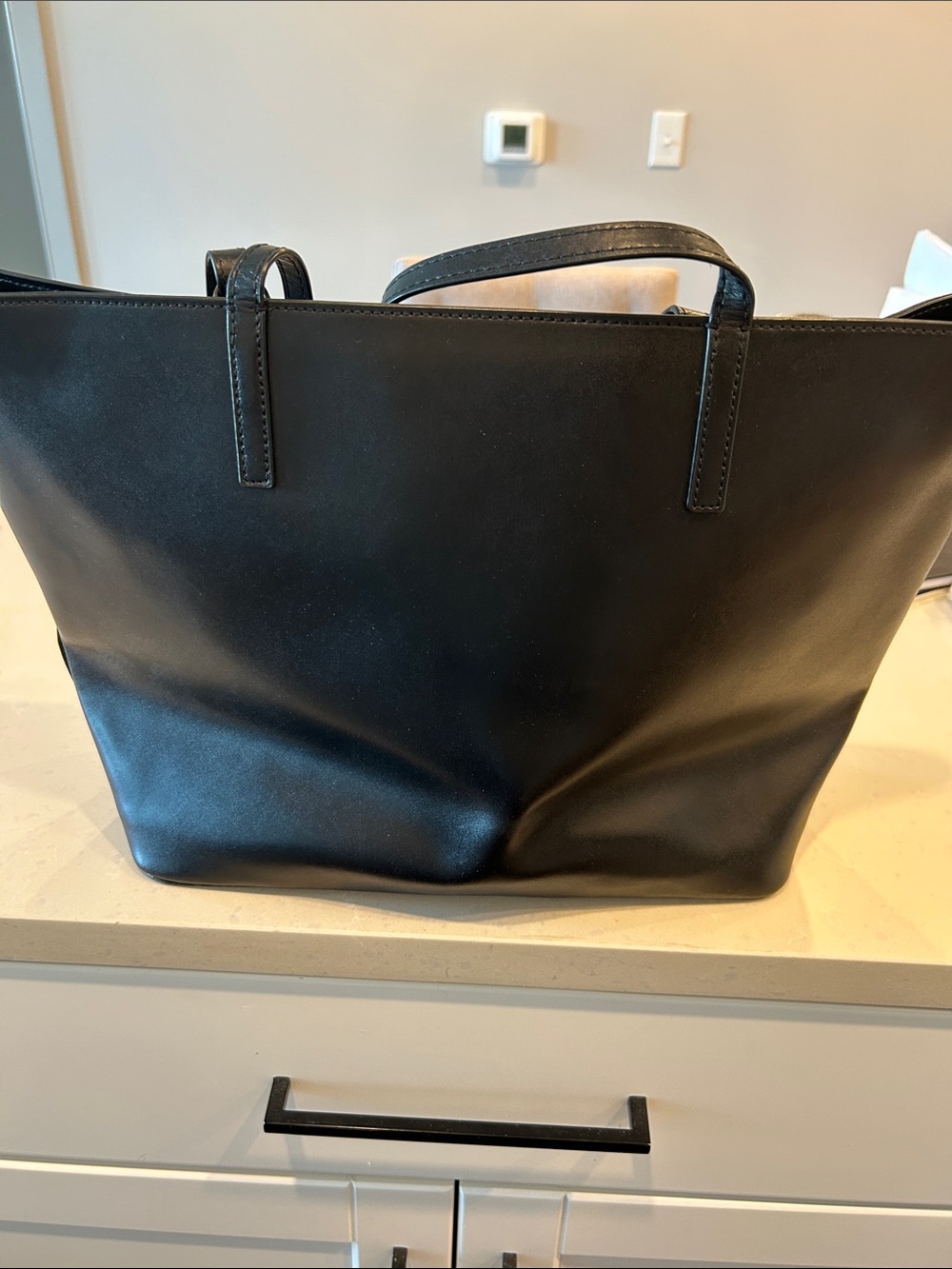 kate spade Black Leather Tote with Gold Logo - Picture 2 of 4